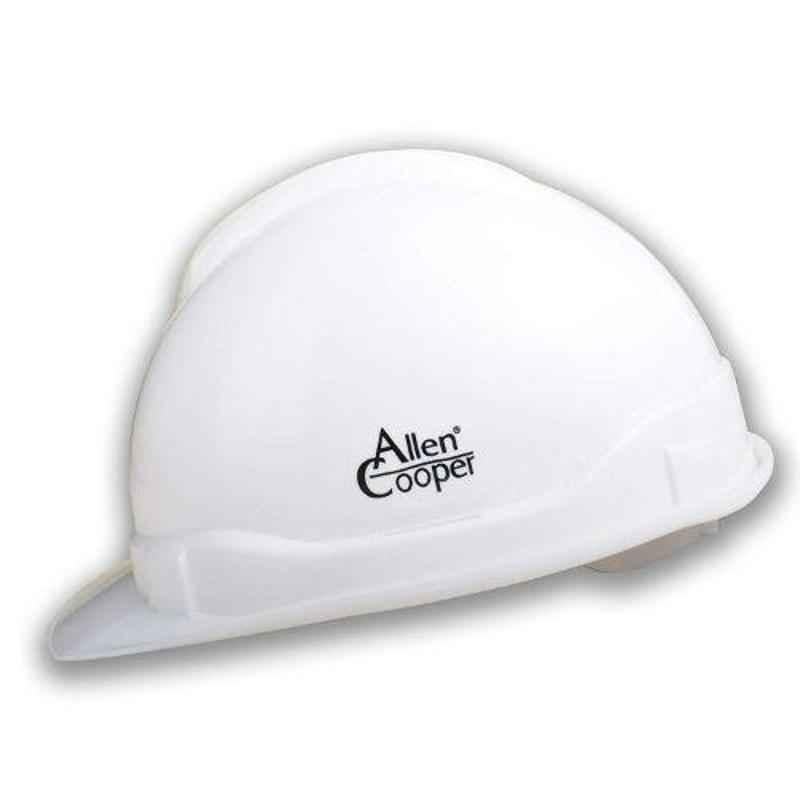 Allen Cooper White Polymer Nape Type Safety Helmet with Chin Strap, SH-701-W (Pack of 5)