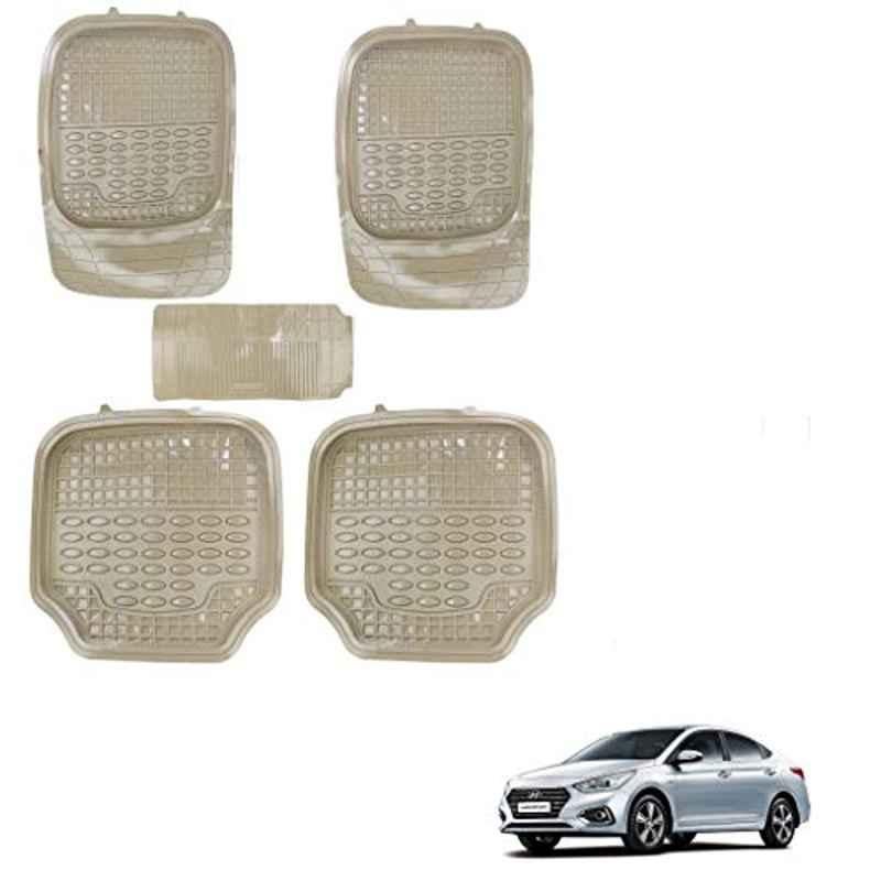 Kozdiko 5 Pcs 4G Beige Rubber & PVC Heavy Car Foot Mat Set for Hyundai Verna Nextgen 2017, koz_81046