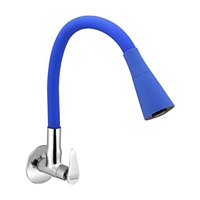 Spazio Vignette Flexo Smartbuy Flexible Blue Sink Faucet with Wall Flange & 360 deg Moveable Spout