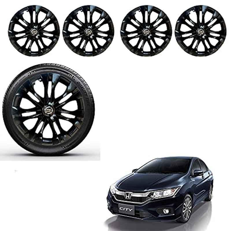 Auto Pearl 4 Pcs 15 inch ABS Black Car Wheel Cover Set for Honda City WCBLK08