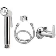 Senkiddpro Stainless Steel Chrome Finish Wall Mounted Angle Cock & Health Faucet Combo