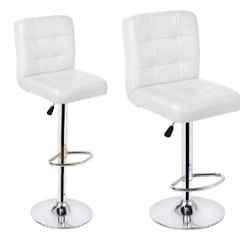 Da Urban Bion White Fabric & Foam Stool Chair with Low Back (Pack of 2)