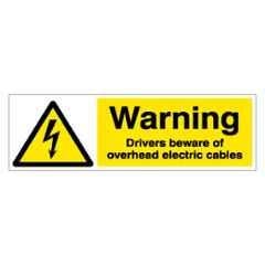 SUNSIGNS 450x150mm Vinyl & Acrylic Sandwich Warning Drivers Beware of Overhead Electric Cables Signage, SN0185VNLM1HPIDAL