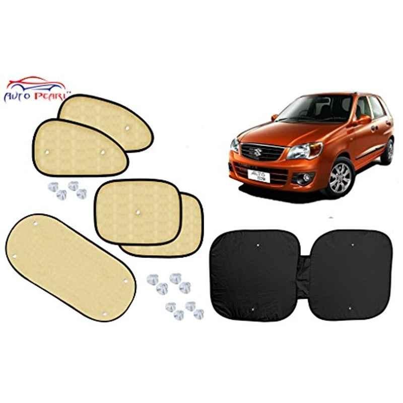 Auto Pearl 6 Pcs PVC & Mesh Beige Window, Front & Rear Sun Shade Set for Maruti Suzuki Alto K10, Chipkoo_Beige6_Alto K10