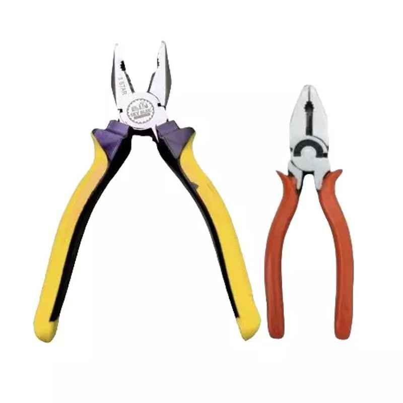 Sky Blue 2 Pcs 8 inch Multicolour 2 Cutting Wire False Piece Lineman Plier Combo, SBE345