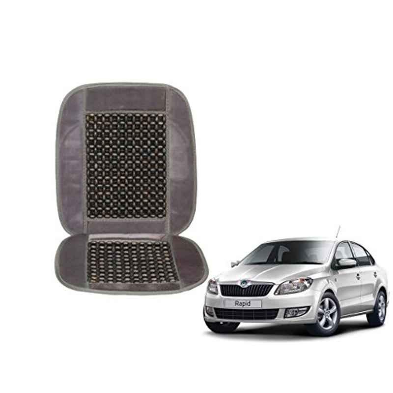 Kozdiko Wooden Beads Car Seat Cushion with Velvet Border for Skoda Rapid