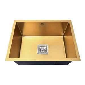 Crocodile 24x18x10 inch Single Bowl Stainless Steel Square Golden Matt Finish Kitchen Sink