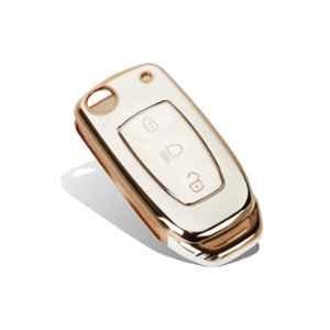 Flymaster Thermoplastic Polyurethane White TPU Car Key Cover, WHITE-TPURKE-6