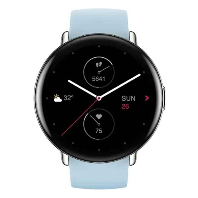 Amazfit Zepp E A1936 1.28 inch Stainless Steel & Rubber Ice Blue Round AMOLED Smart Watch, A1936-ZEPP RD-ICE BLUE