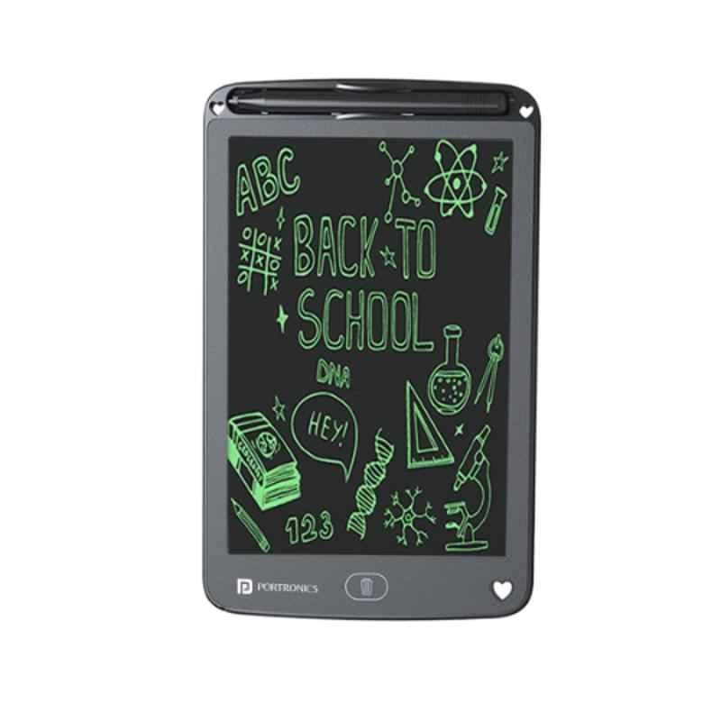 Portronics Ruffpad 12E 12 inch Plastic Black Re-Writable Writing Pad, POR 1577