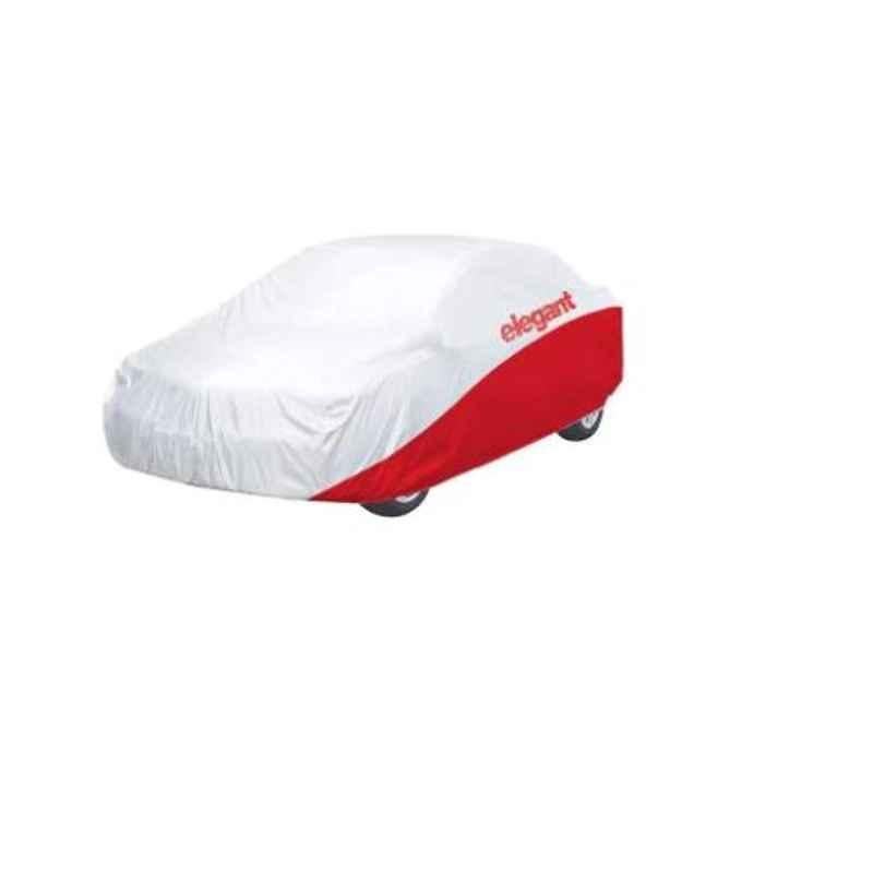 Elegant White & Red Water Resistant Car Body Cover for Hyundai Aura