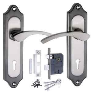 ATOM 7 inch Brass & Iron Black Silver Finish Mortise Door Lock Set, MH-509-KY-BS