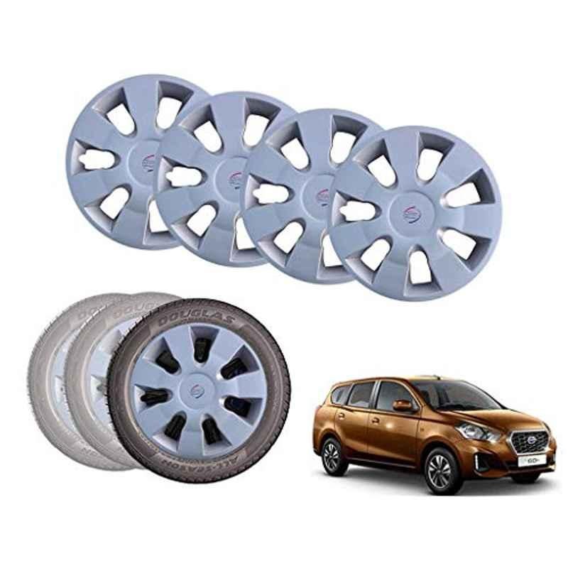 Auto Pearl 13 inch ABS Silver Car Hubcap Wheel Cover with Retention Ring Set for Go Plus