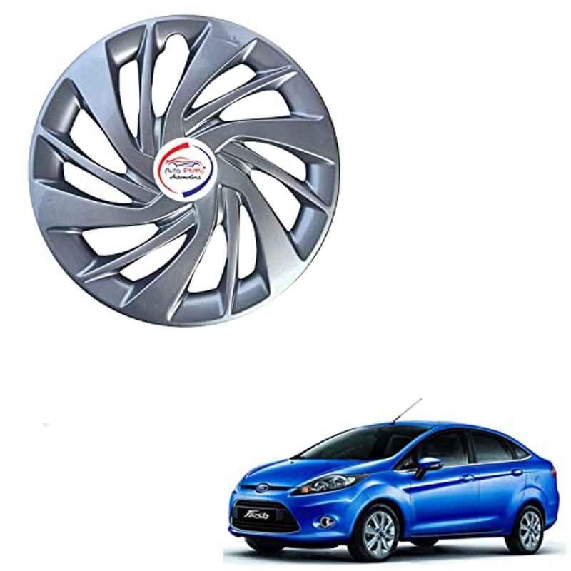 Auto Pearl 4 Pcs 14 inch ABS Silver Hubcap Wheel Cover Set with Retention Ring for Ford Fiesta ER03