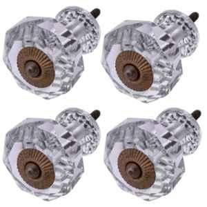 Atom 1.25 Inch Clear Small Crystal Glass Chinapin Cabinet Door knob (Pack of 4)