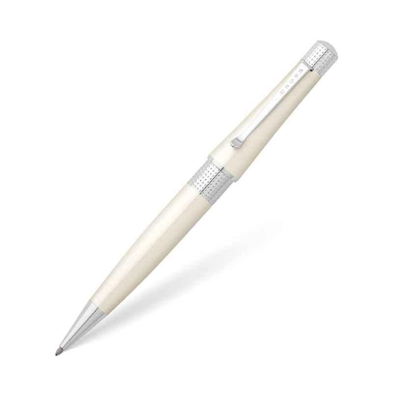 Cross Beverly Black Ink Pearlescent White Lacquer Finish Ballpoint Pen, AT0492-2