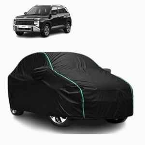 Aarex Auto Polyester Black 100% Waterproof Car Body Cover with Mirror Pocket, UV Protection & Buckle Belt for Hyundai Venue (2015-2026) Model, BRZ-01-Black