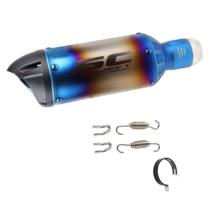 AllExtreme EXESL13 51mm Blue & Black Inlet Universal Exhaust Muffler Silencer