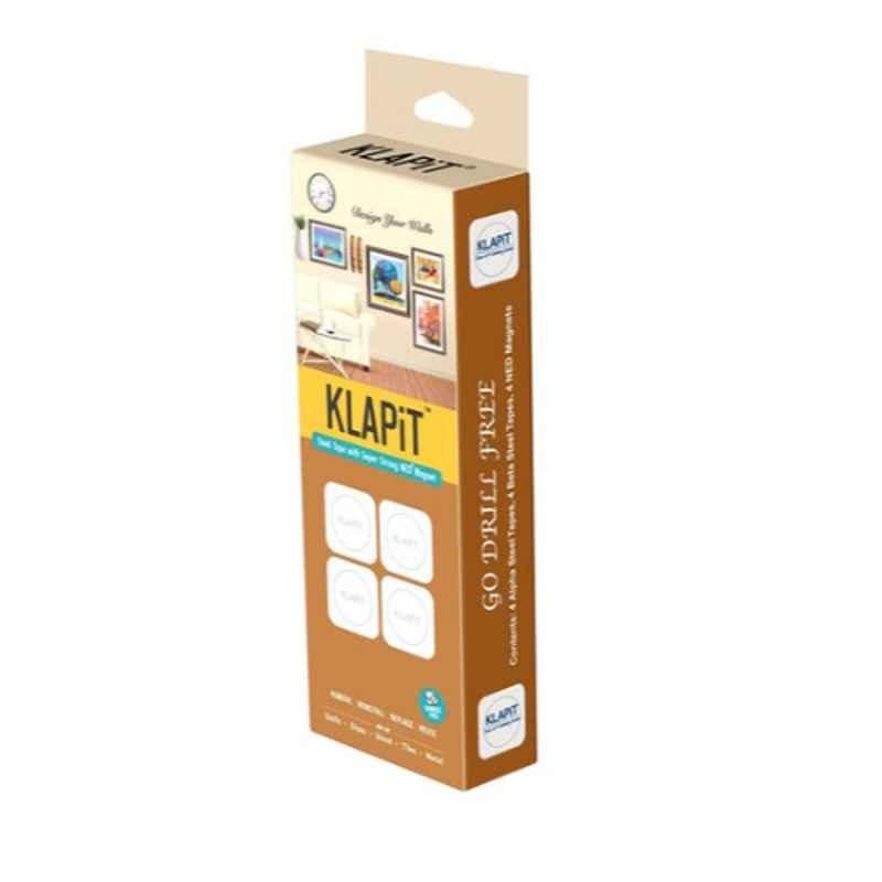 Klapit White Magnetic Picture Hanging Strips, K4PCW, (Pack of 4)
