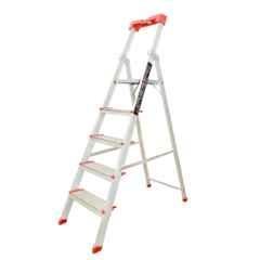 EMAC Pro 5 Step Aluminium Silver Anti Skid Folding Ladder with Tool Tray & 5 inch Wide Step, EMP-5