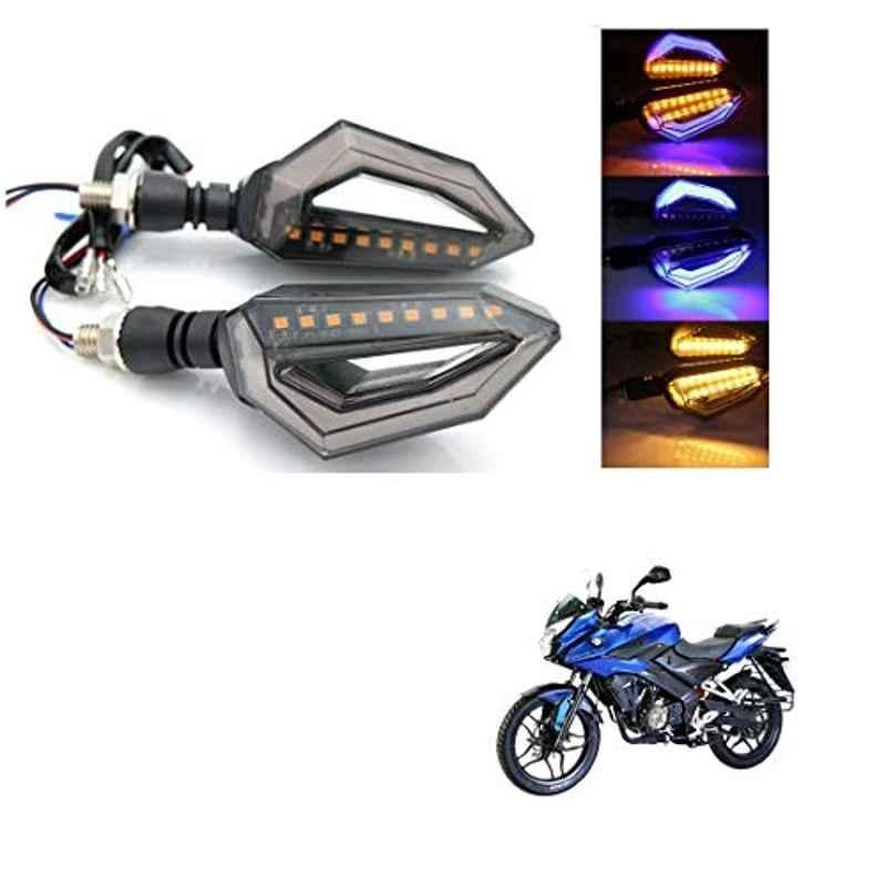 Kozdiko 4 Pcs Bike D Shaped 9 LED Front & Rear Side Turn Signal Indicator Light Set for Bajaj Pulsar as150