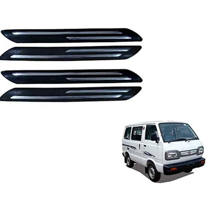 Kozdiko 4 Pcs PVC Black Double Chrome Finish Car Bumper Protector Set for Maruti Suzuki Omni