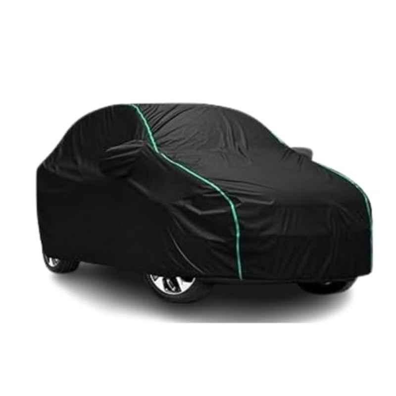 Aarex Auto Polyester Black 100% Waterproof Car Body Cover with Mirror Pocket, Inner Cotton Lining, Triple Stitched, Belt & Elastic for Innova Crysta New All Model