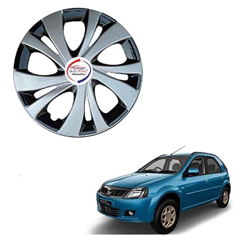 Auto Pearl 4 Pcs 14 inch ABS Silver & Black ER25 Hubcap Wheel Cover Set with Retention Ring for Mahindra Verito Vibe