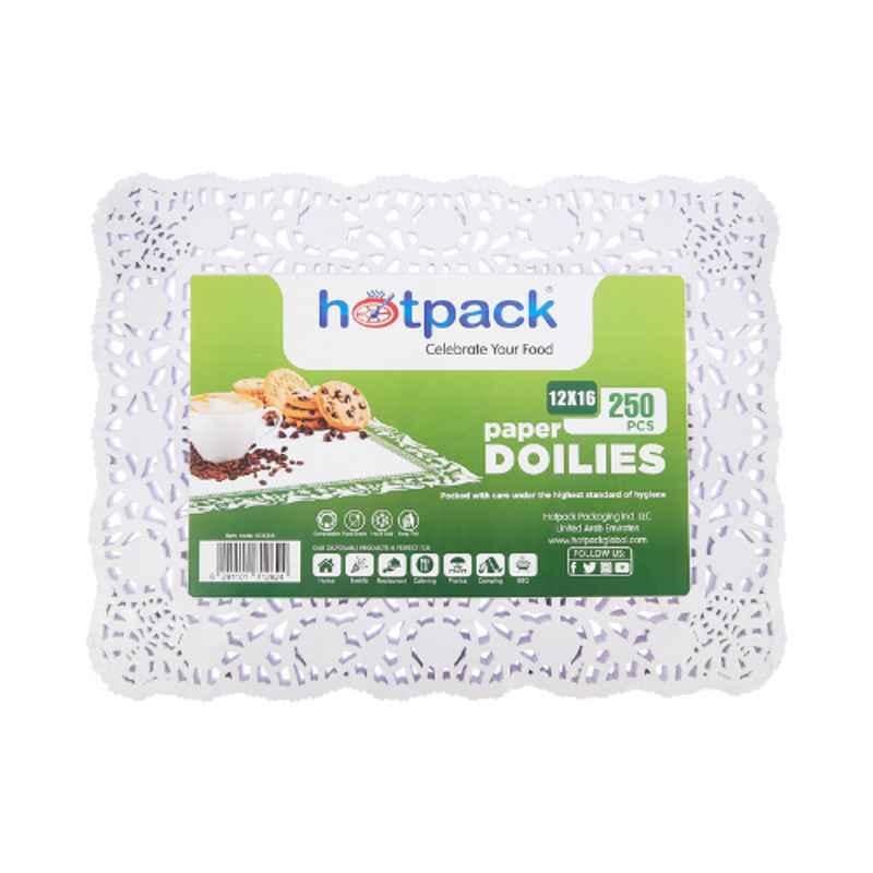Hotpack 250Pcs 12x16 inch White Rectangular Doilies Set, RD1216
