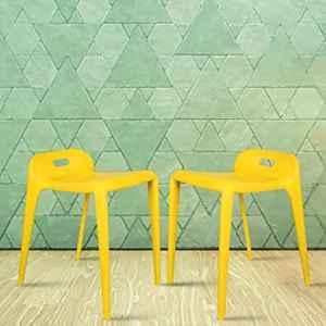 Rose Mars 2 Pcs Plastic Yellow Chair Set without Arm for Cafe, Dining, Restaurant & Banquet