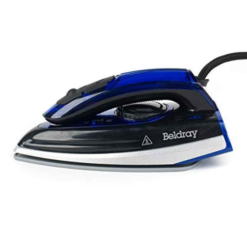 Beldray BEL0760 1000W Plastic Blue & Black Space Saving Compact Travel Iron with Dual Voltage