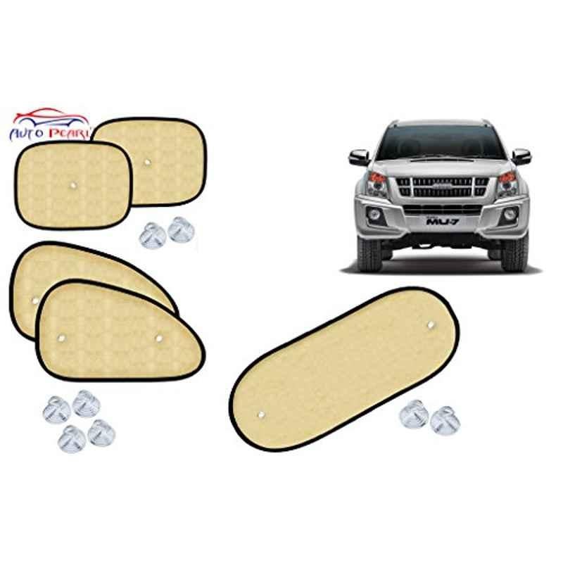 Auto Pearl 5 Pcs PVC & Mesh Beige Window & Rear Sun Shade Set for Isuzu MU 7 2014