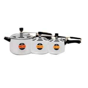 Sigri-Wala 2 Litre, 3 Litre & 5 Litre Inner Lid Aluminium Silver Pressure Cooker Set