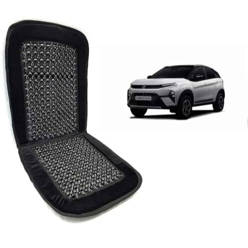 Kozdiko Wooden Bead Black Seat Cover with Velvet Border for Tata Nexon Facelift 2023-Present