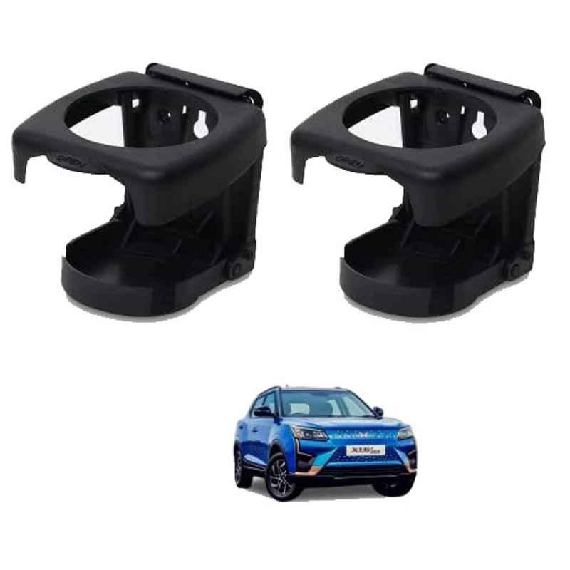 Kozdiko Plastic Black Foldable Car Drink Holder for Mahindra Xuv 400 (Pack of 2)