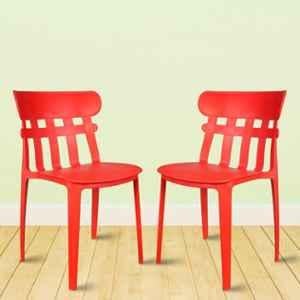 Rose Aux Red Medium Back Plastic Chair (Pack of 2)