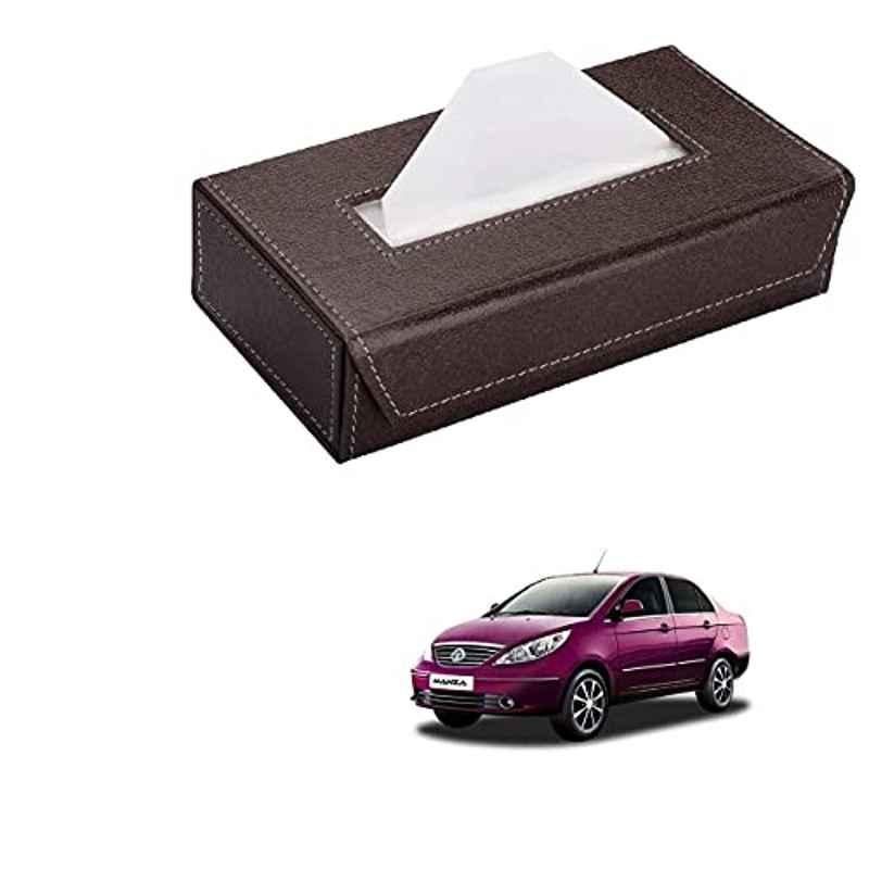 Kozdiko 100 Pulls PU Leather Brown Car Tissue Paper Box with 200 Sheets for Tata Manza