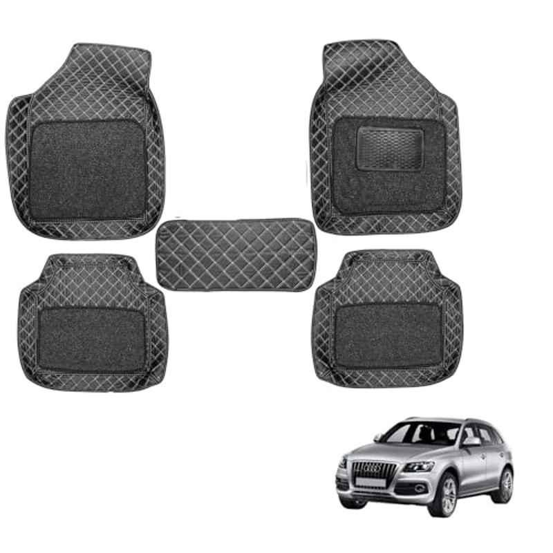 Kozdiko 5 Pcs Waterproof & Luxury 7D Black Leatherette Car Floor Mat Set for Audi Q5