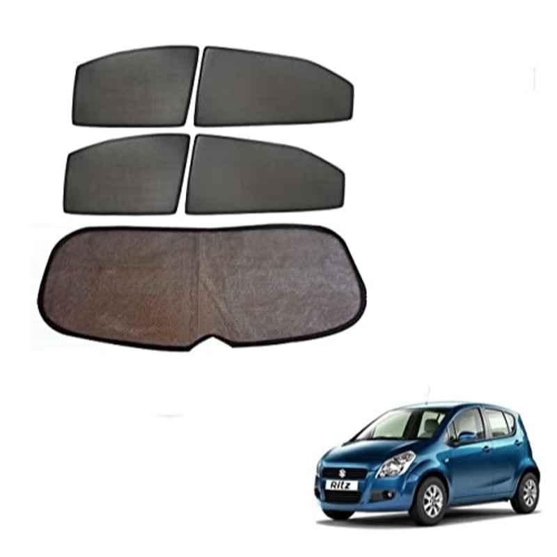 Kozdiko 5 Pcs Mesh Black Fixed Window & Rear Sun Shades Set for Maruti Suzuki Ritz