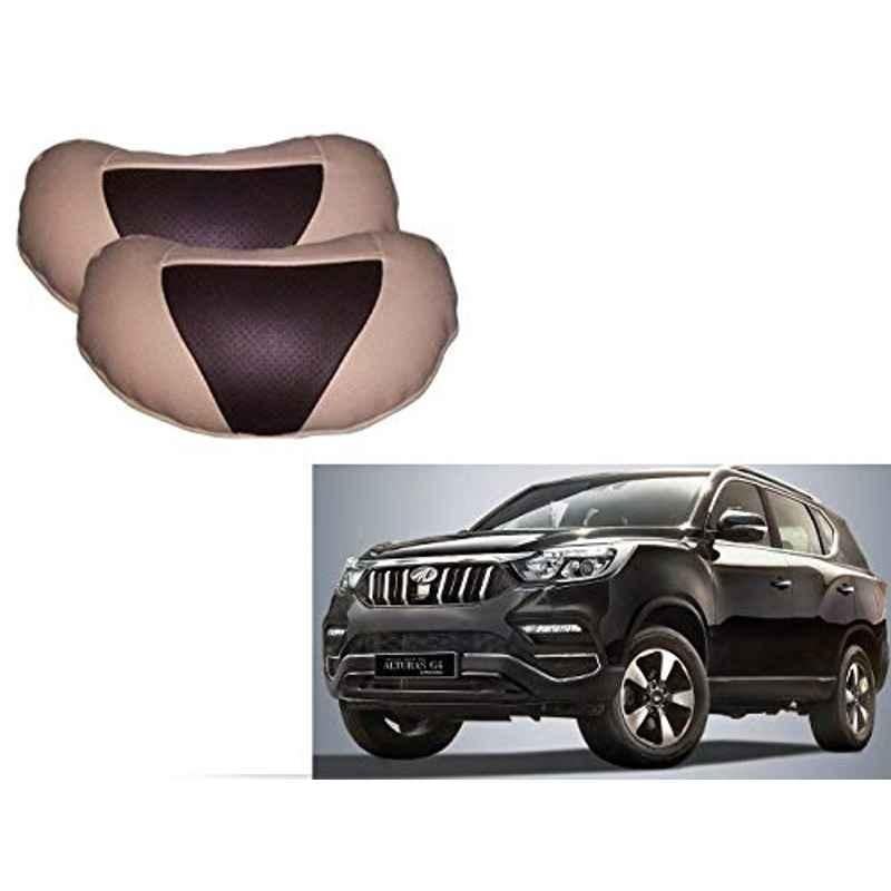 Kozdiko 2 Pcs Brown & Beige Neck Rest Set for Mahindra Alturas G4, koz_39000