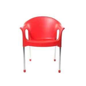 Cello Metallo Plastic Red Medium Back Chair, PC003