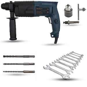 Walkers 750W Forward & Reverse Rotation Hammer Impact Drill Machine with 3 Bits, Drill Chuck, SDS Adapter & 8 Pcs Double Open End Wrench, WKCB346