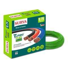 Surya Turboflex 0.75 Sqmm Single Core Green Copper FR-LSH PVC Insulated Wire, Length: 90m