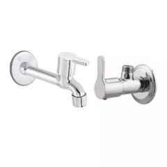Fastgear 2 Pcs Marc Stainless Steel Silver Chrome Finish Bathroom Faucet Set, FG3365