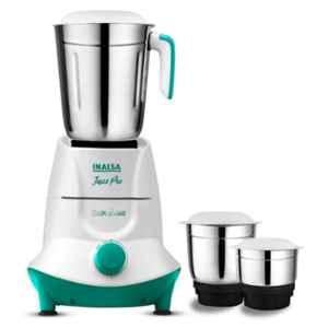 Inalsa Jazz Pro 550W ABS White & Green Mixer Grinder with 3 Stainless Steel Jars