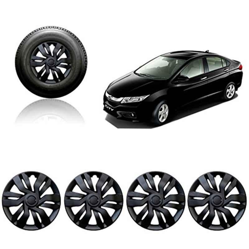 Auto Pearl 4 Pcs 15 inch Black Press Fitting Wheel Cover Set for Honda City i-DTec V