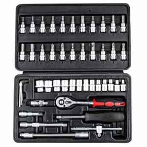 Eastman 46 Pcs 1/4 inch Chrome Vanadium Steel Drive Socket Set with Blow Mold Case, E-2260