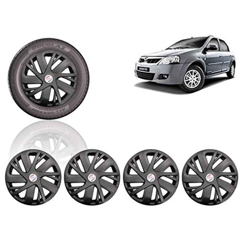 Auto Pearl 4 Pcs 14 inch ABS Black Car Wheel Cover Set for Mahindra Mahindra Varito