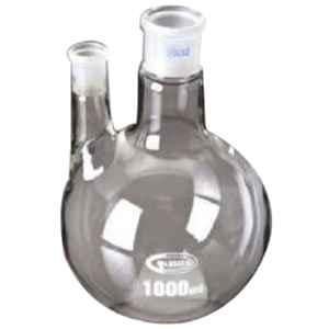 Glassco 100ml White Printing 3.3 Boro Glass Round Bottom Flask with Angular Two Neck, 059.212.01A