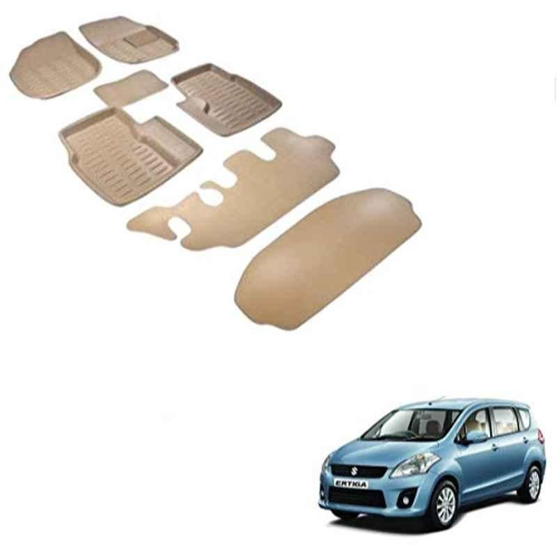 Kozdiko Thermoplastic Elastomer Beige 3D Car Floor Mat Set for Maruti Suzuki Ertiga, Koz-88074